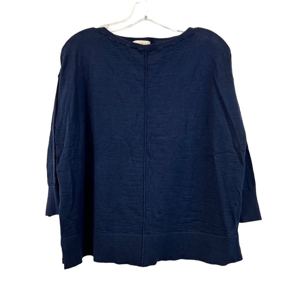 Loft Women’s 3/4 Sleeve Round Neck Pullover Lightweight Sweater Navy M